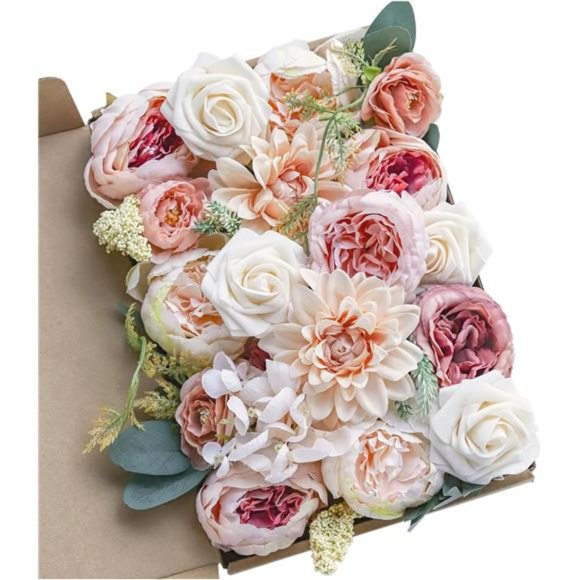 Wedding Artificial Flowers Combo BoxSet for DIYWedding Bridal Bouquets FakePeony - Picture 1 of 6